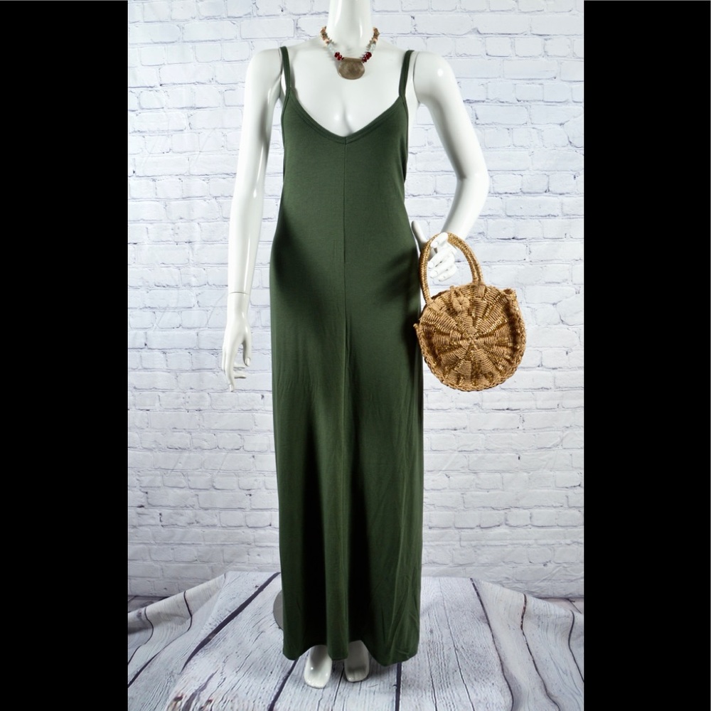 NWT Zenana Plus Size V Neck Green Maxi Dress With Pockets Various - Picture 6 of 10